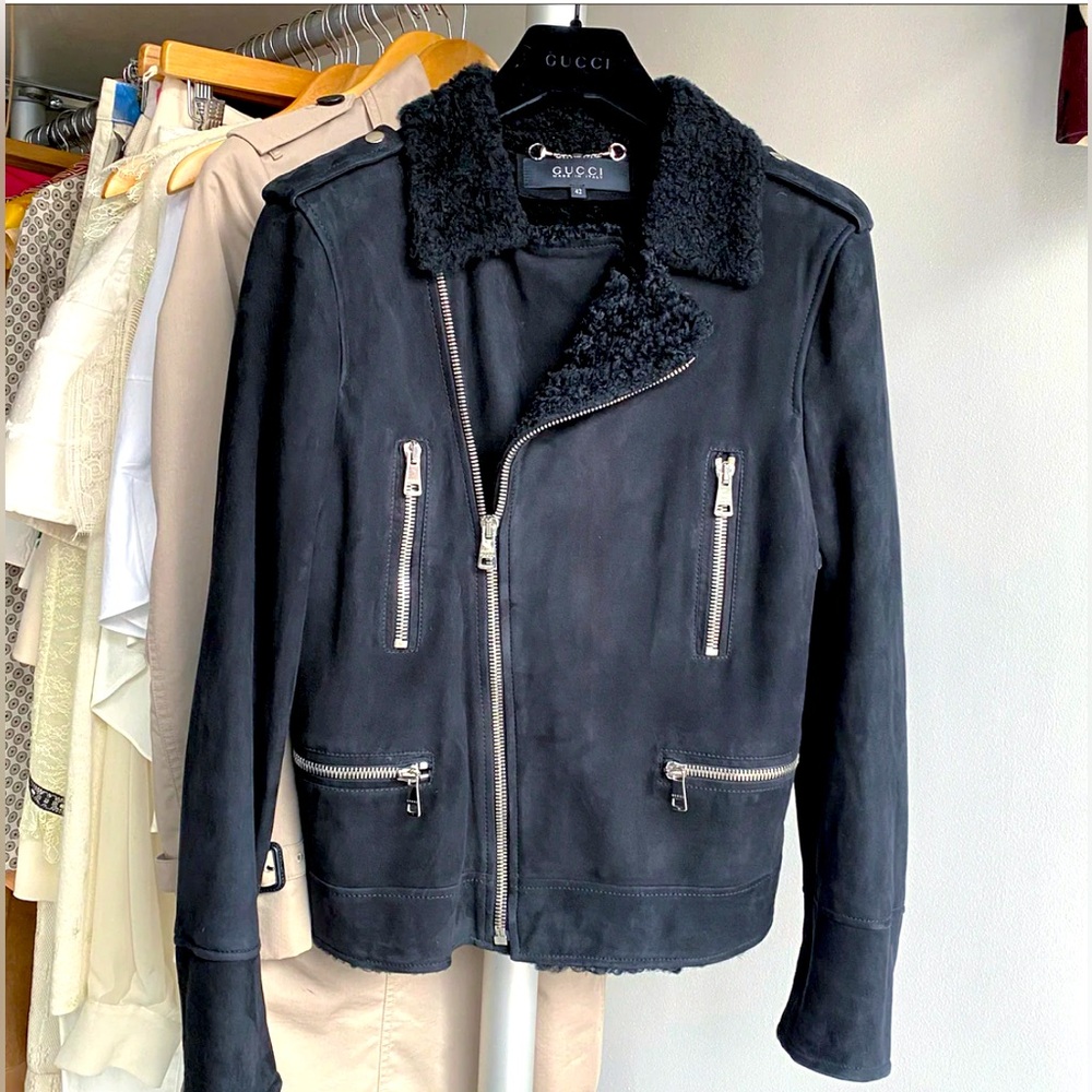 Gucci by Tom Ford Early 2000s Black Shearling Moto Jacket - Rare Runway Piece